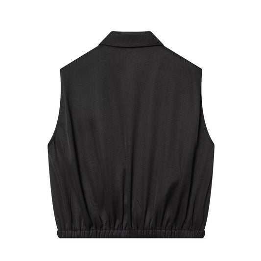 Women's balloon shaped casual lapel vest
