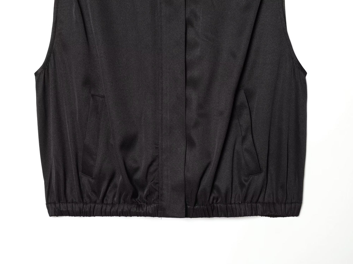 Women's balloon shaped casual lapel vest