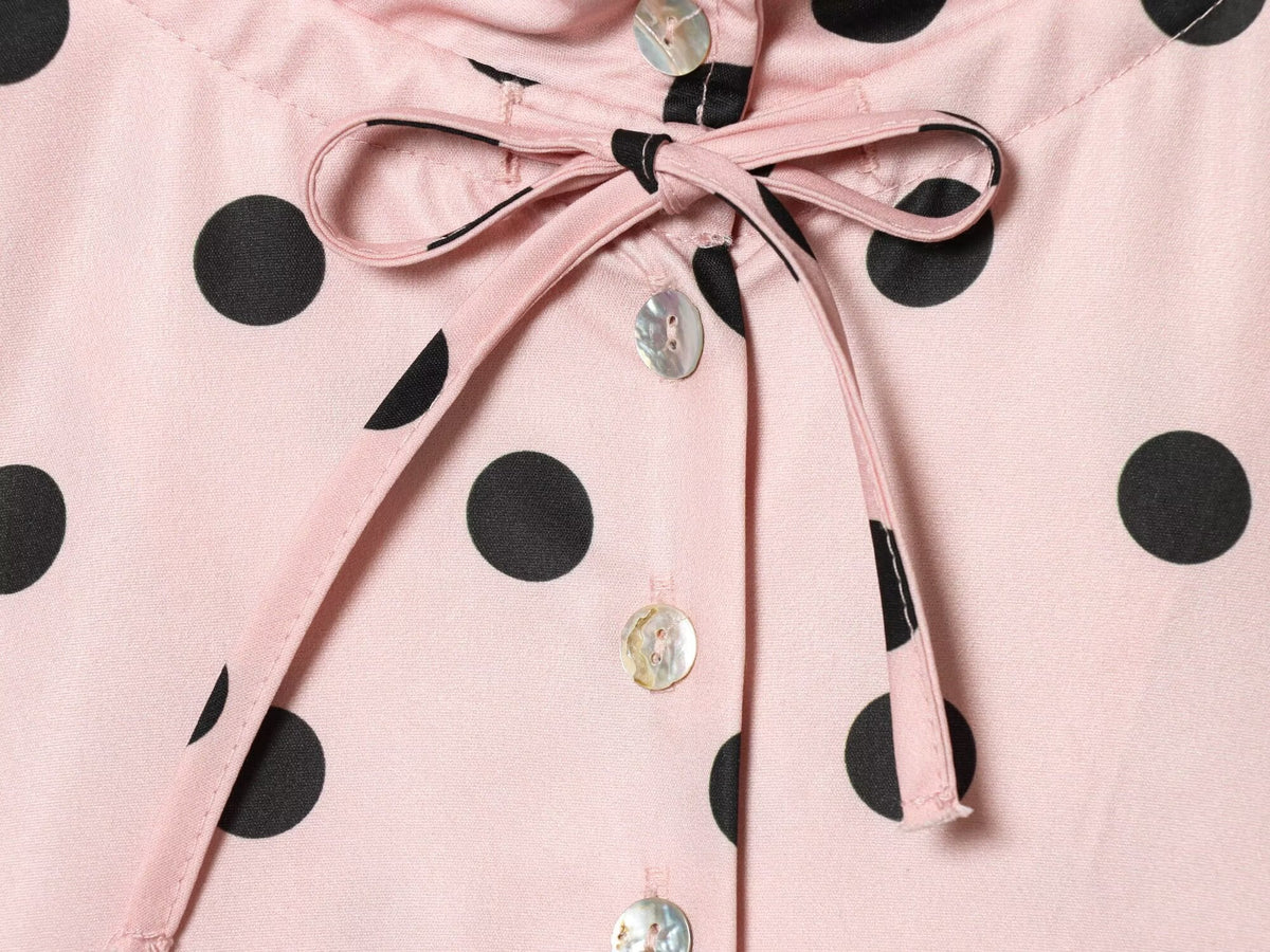 Women's bow decoration polka dot Coat