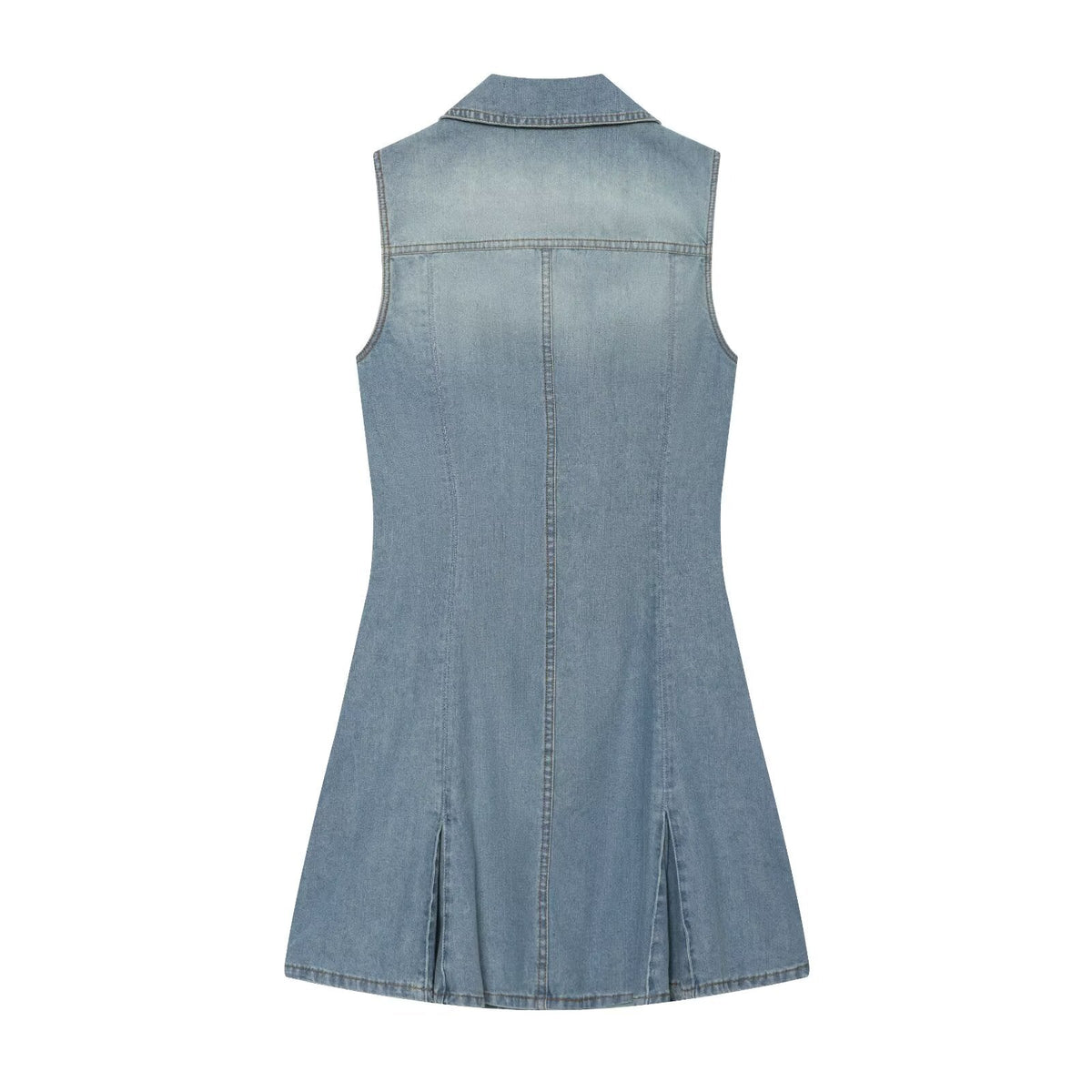 Women's sleeveless lapel denim dress