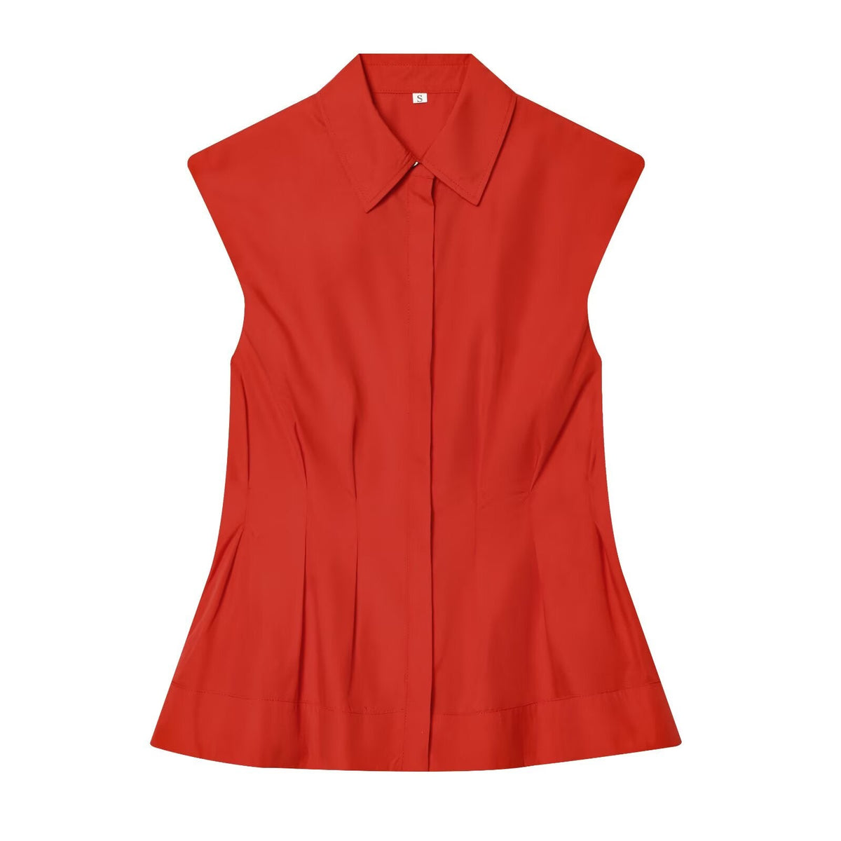 Women's sleeveless pleated button up shirt