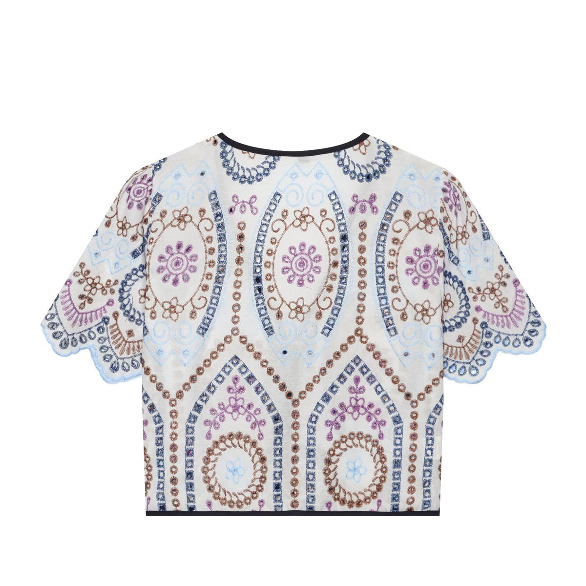Women's hollowed out embroidered short top