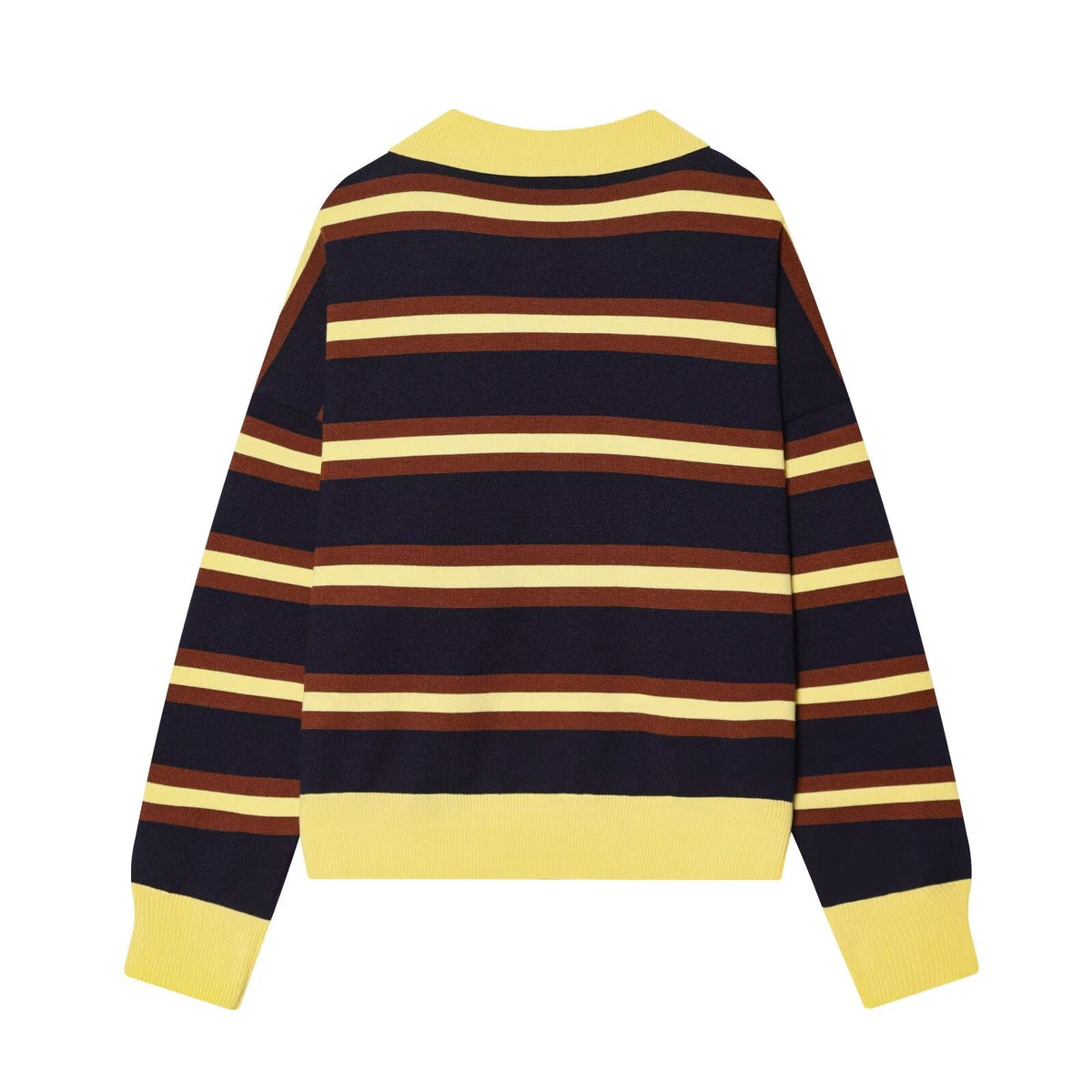 Women's new Lapel striped knitted sweater