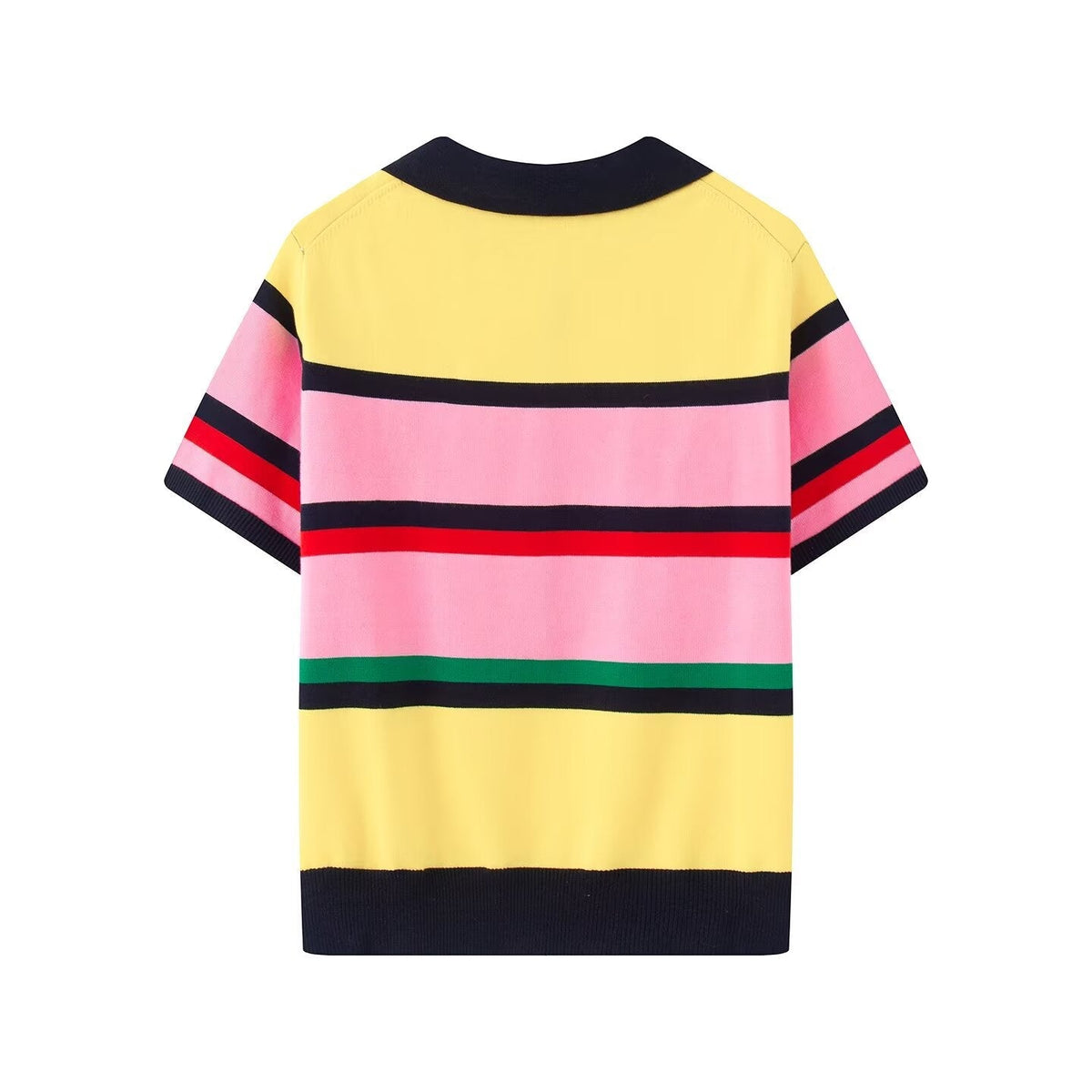 Women's contrasting striped knitted polo shirt